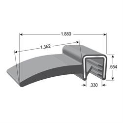 Co-Extruded Flap Seal with Steel Wire Carrier Illustrated with Dimensions